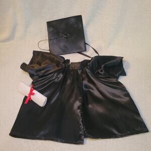 Build-A-Bear Graduation Cap & Gown & Diploma Black Outfit BAB